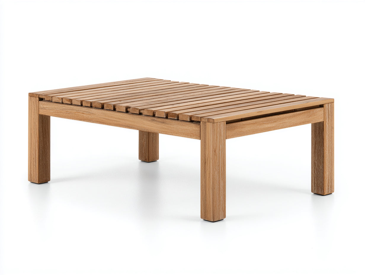 Mesas de jardín de madera 120x60x45 cm - madera natural - diseño de lamas para exterior