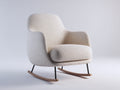 Mecedoras tapizadas en tejido borreguito 77x87x88 cm beige con patines de madera estilo moderno para salón