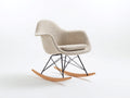 Mecedora tapizada 82x72x76 cm - beige negro y madera natural - base metálica con patines