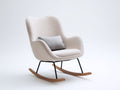 Mecedoras tapizadas en bouclé 88x76x98 cm - beige y madera natural - diseño moderno con base de balanceo