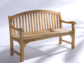 Banco de jardín de madera 150x62x89 cm - madera natural - respaldo curvado con reposabrazos