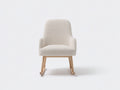 Mecedora tapizada 78x70x83 cm - beige y madera natural - diseño compacto con patines curvos