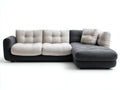 Sofás de esquina de tela texturizada 292x168x82 cm - gris oscuro y beige - diseño modular para salón