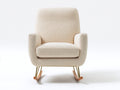 Mecedoras tapizadas en tela rizada 82x74x95 cm - beige y madera natural - base dorada moderna para interior