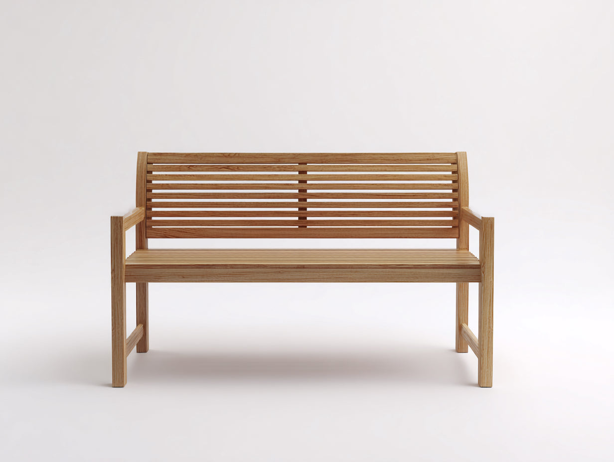 Bancos de jardín de madera 122x58x90 cm - madera natural - diseño clásico con reposabrazos