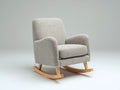 Mecedoras de tela texturizada 88x72x96 cm - beige y madera natural - diseño moderno con base curva