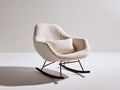 Mecedora tapizada 88x82x86 cm - beige y negro - asiento envolvente con base de balancín