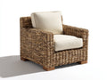 Sillón de ratán con cojines 92x88x76 cm - ratán natural y beige - diseño trenzado compacto