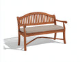Bancos de jardín madera maciza 150 x 60 x 90 cm - Marrón claro y beige - Respaldo arqueado con cojín