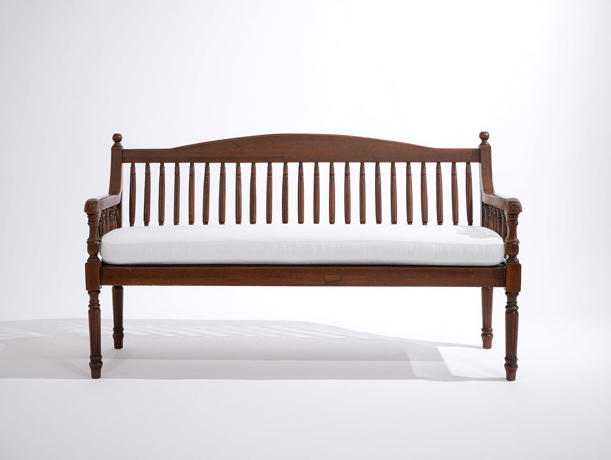Bancos de jardín madera maciza 160 x 65 x 95 cm - Marrón y blanco - Estilo clásico con cojín