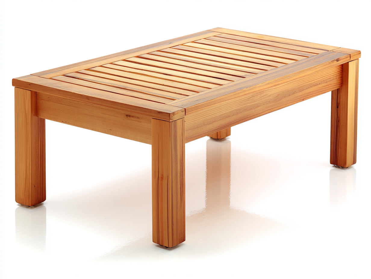 Mesas de jardín rectangular de madera maciza 110x70x45 cm marrón natural estilo rústico para exterior