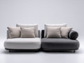 Sofás de esquina modular tapizado en tela 240x110x85 cm gris claro y gris oscuro estilo moderno para salón