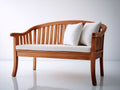 Bancos de jardín madera maciza 150 x 65 x 88 cm - Marrón claro y blanco - Respaldo curvo clásico
